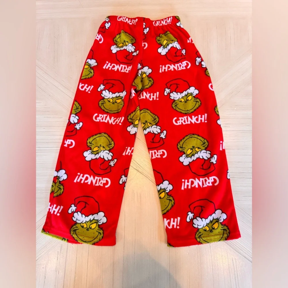 Kids The Grinch Santa Hat 2-Piece Fleece Pajama Set – Size 5T